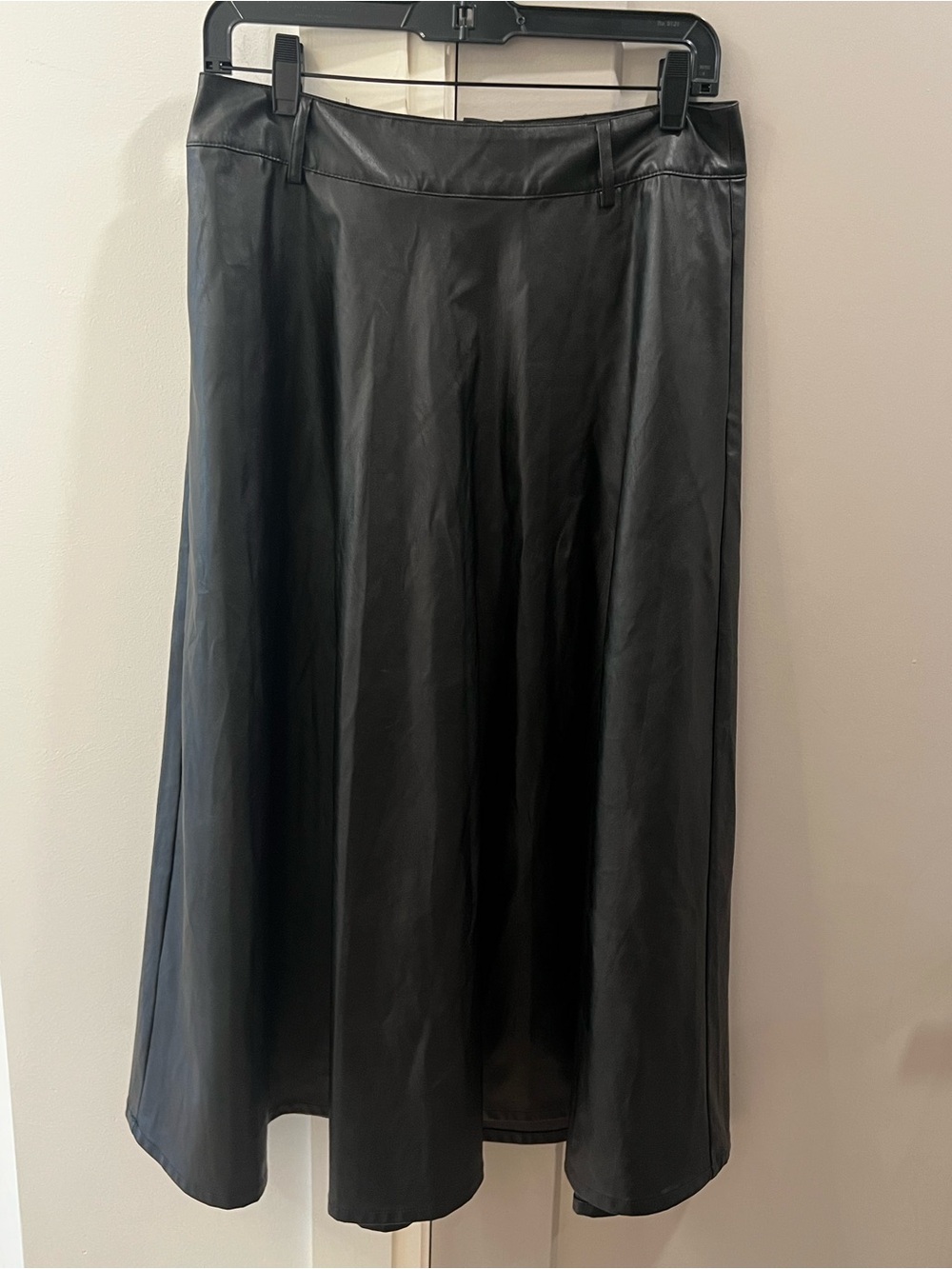 Classic Black Faux Leather A-Line Skirt